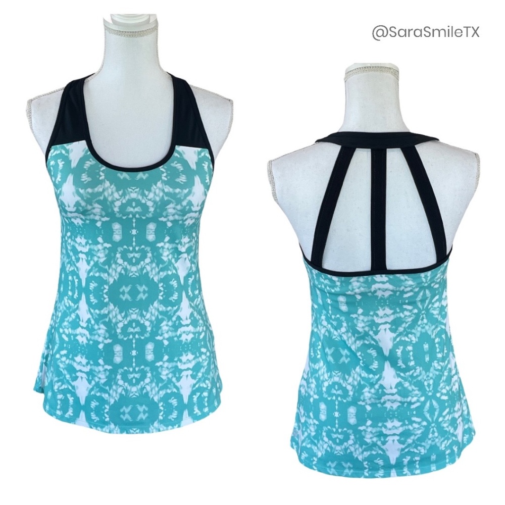 FABLETICS - Impulse - Zion Blue Strappy Built-In Sports Bra Workout Tank Top